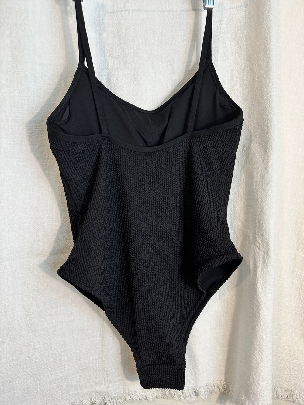 H&M Black Textured One-Piece Swimsuit
